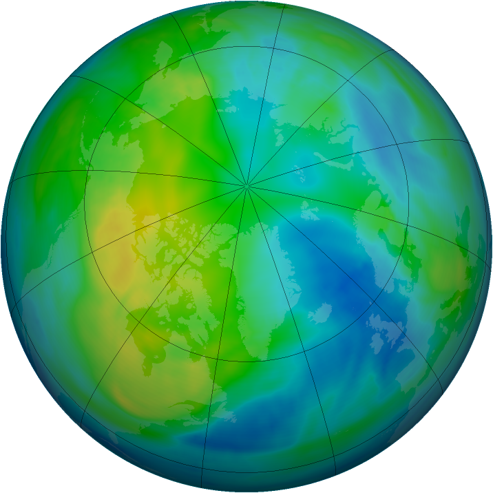 Arctic ozone map for 03 November 2006